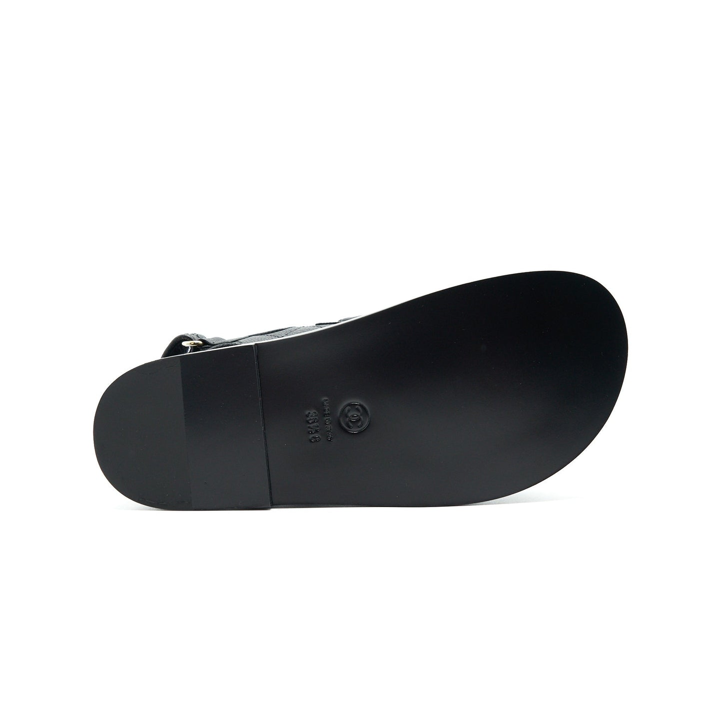 CHANEL DAD SANDALS SIZE36.5 LEATHER SANDAL BLACK