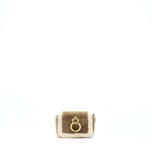 Fendi Nano Baguette Charm Purse With Chain Brown/ Cream