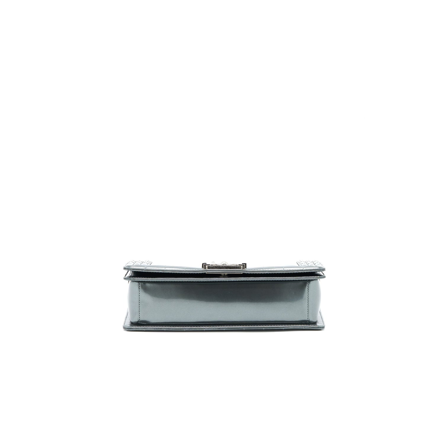 Chanel Medium Boy Bag Patent Grey Ruthenium SHW