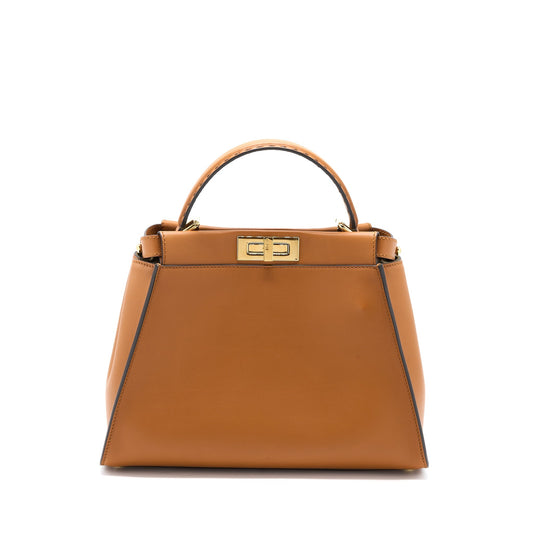 Fendi Medium Peekaboo Purse Calfskin Caramel