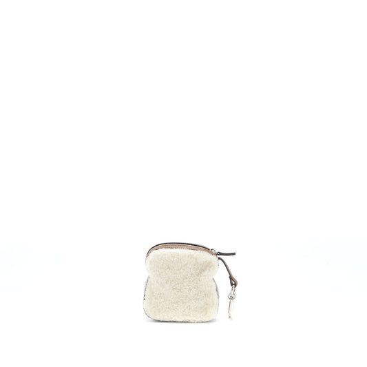 Fendi Zippy Colin Purse Purse Charm Shearling White/Brown