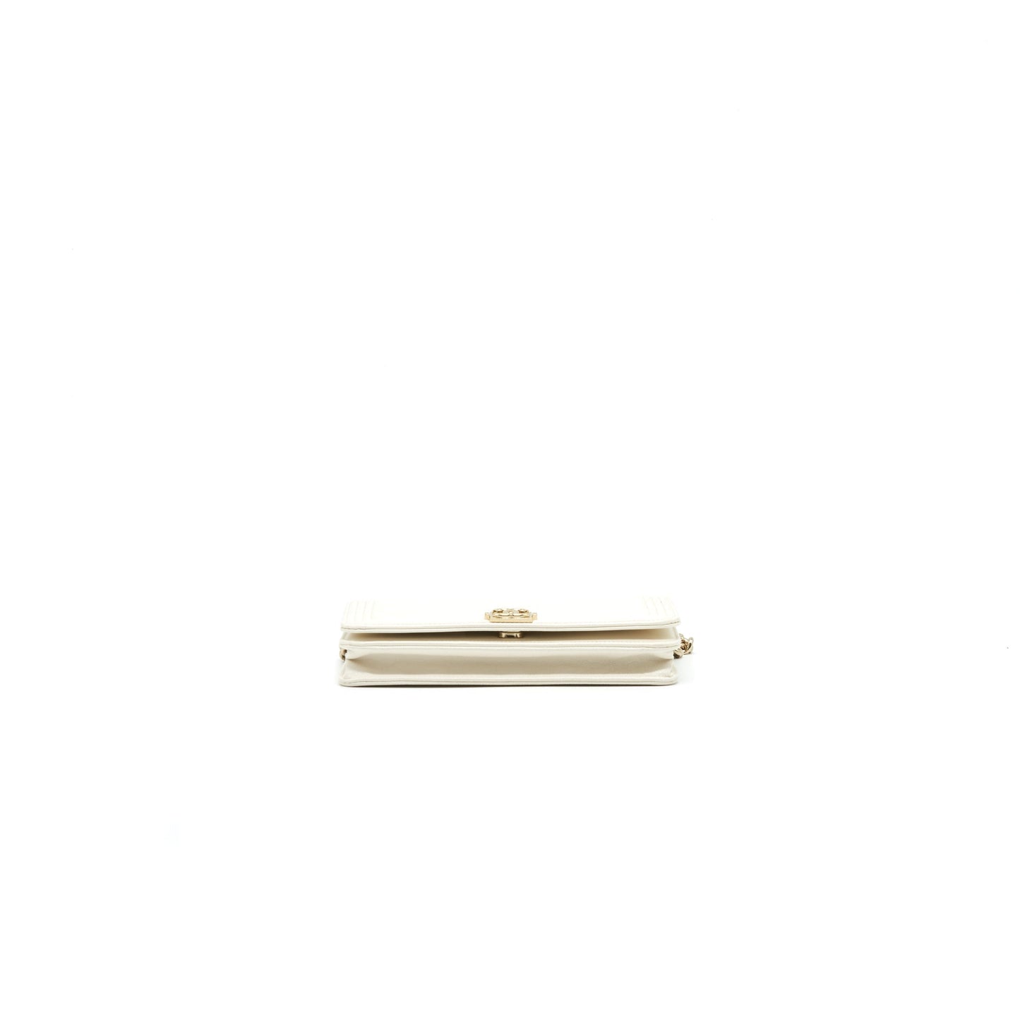 Chanel Chevron Caviar Wallet on Chain Ivory LGHW
