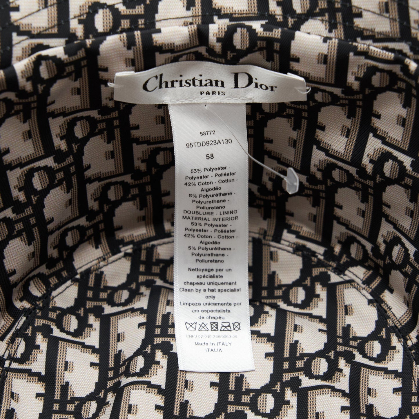 Dior size 58 Bucket Hat Black Oblique