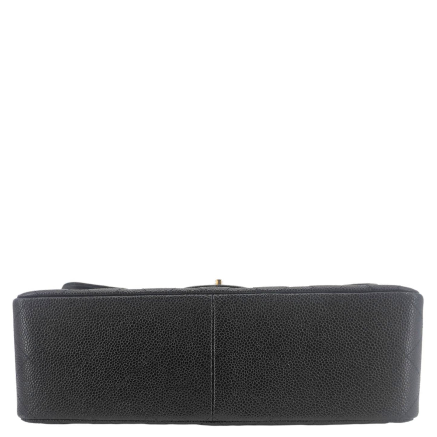 CHANEL Classic Double Flap Jumbo Quilted Caviar Leather Crossbody Bag Black