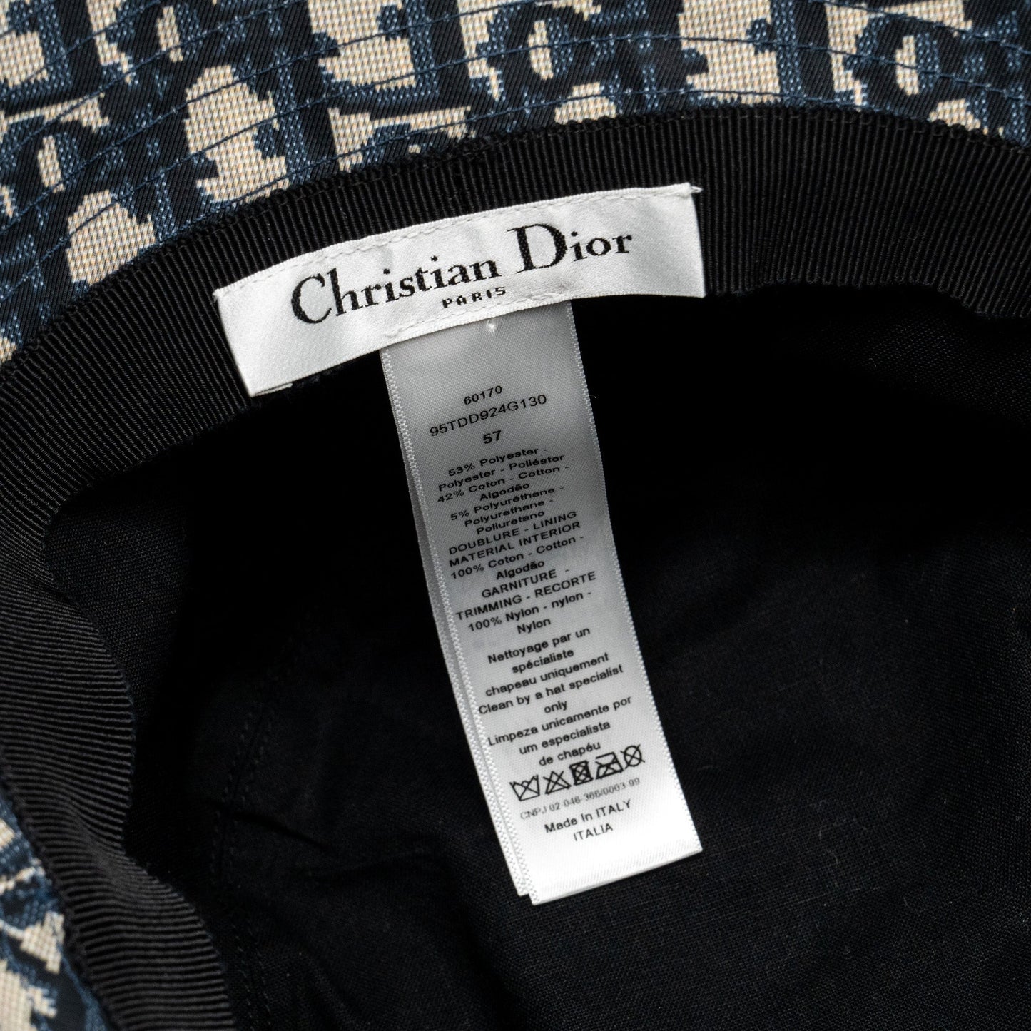 Dior Size 57 Teddy-D Brim Bucket Hat with Veil Blue