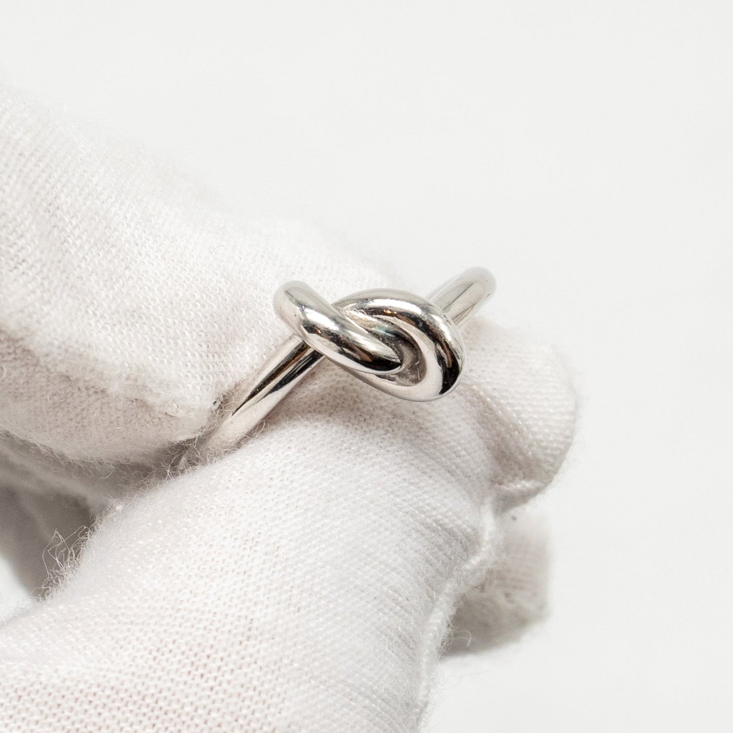 Luxury CELINE Size 52 Knot Ring Brass Rhodium Silver Tone