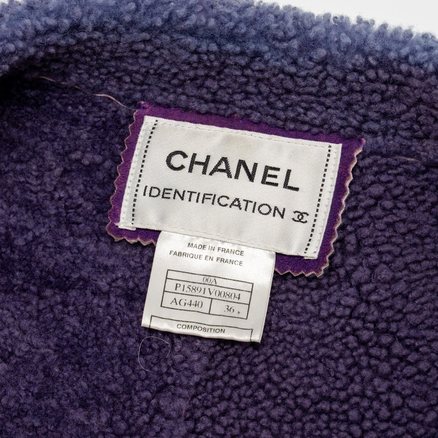 Chanel Size 36 Vintage Shearling Coat Lambswool Purple