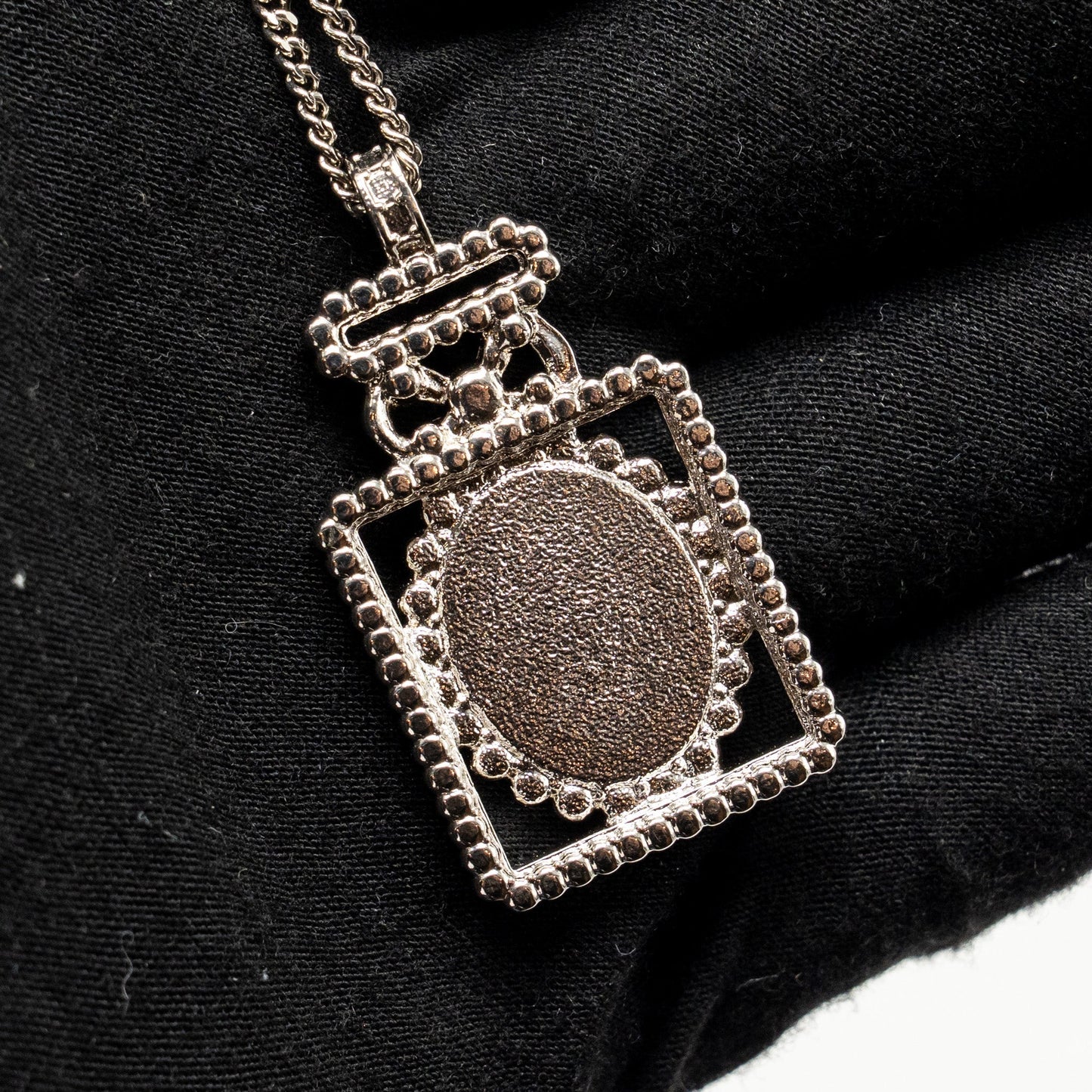 Chanel No.5 Perfume Bottle Necklace Crystal/Leather Light Gold Tone