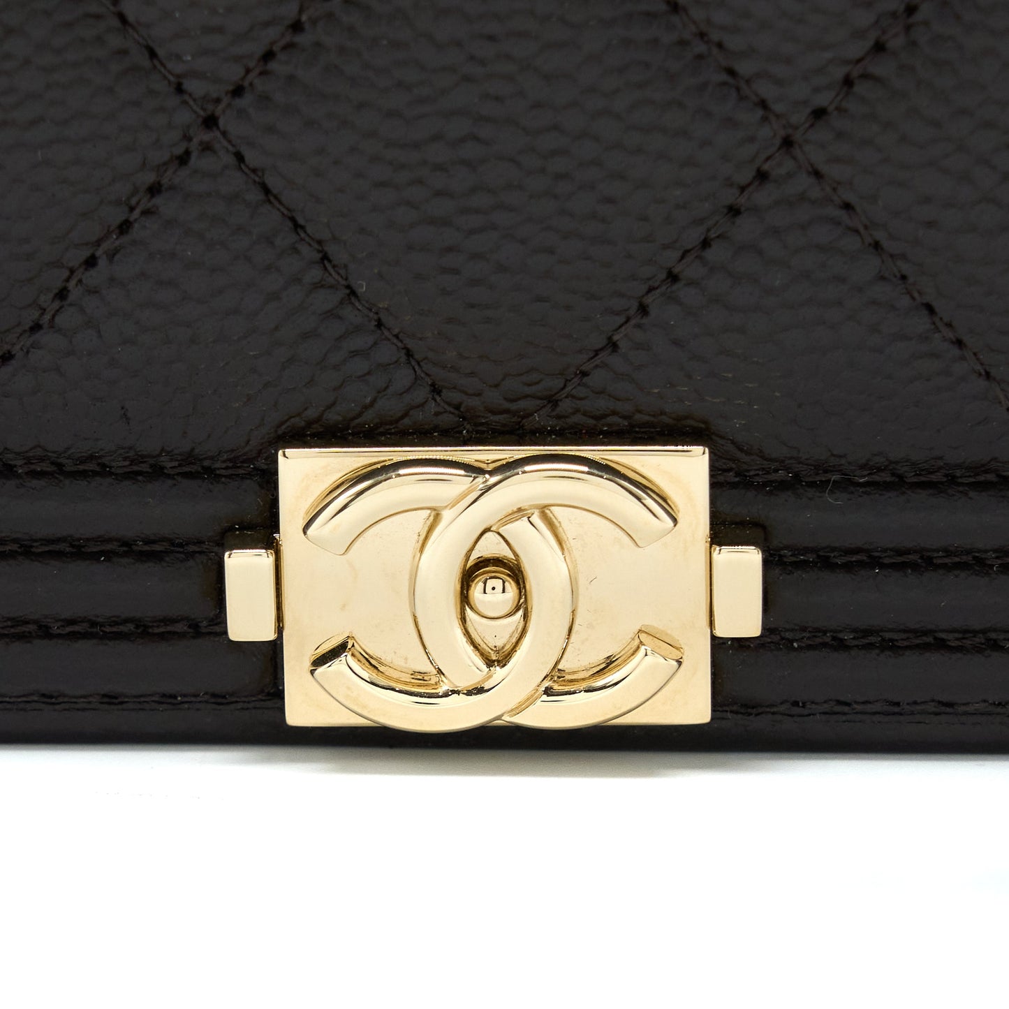 Chanel Boy Wallet On Chain Grained Calfskin Brown LGHW (Microchip)