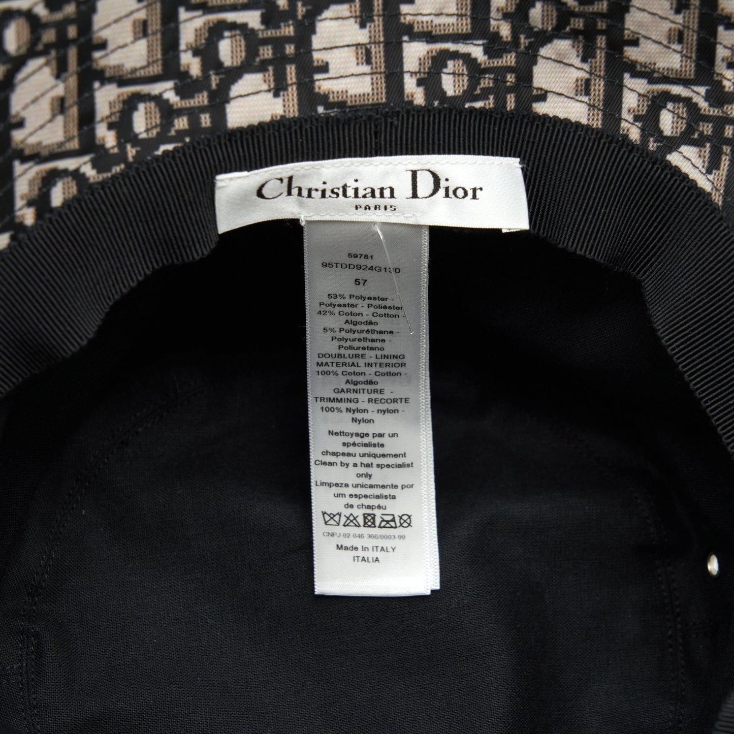 Dior Size 57 Teddy-D Brim Bucket Hat With Veil
