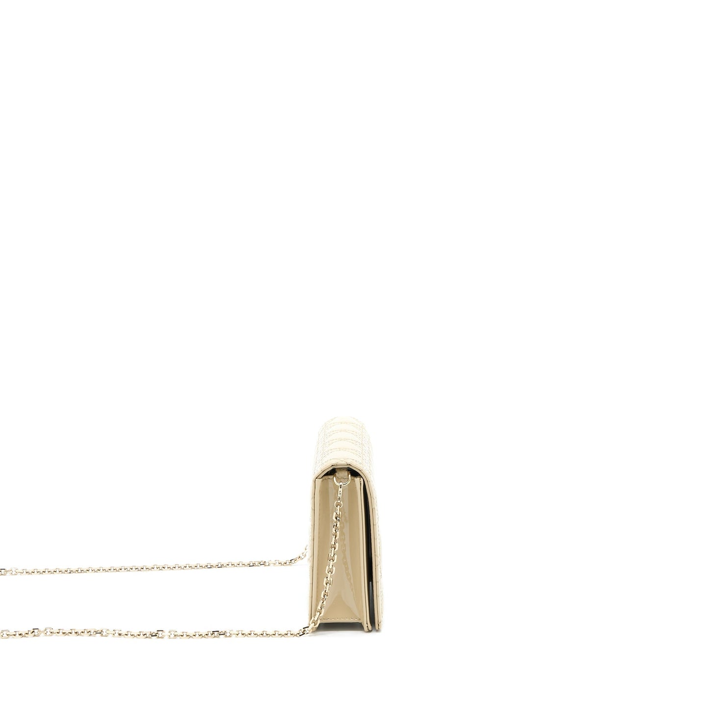Dior Lady Dior Pouch With Chain Patent Beige