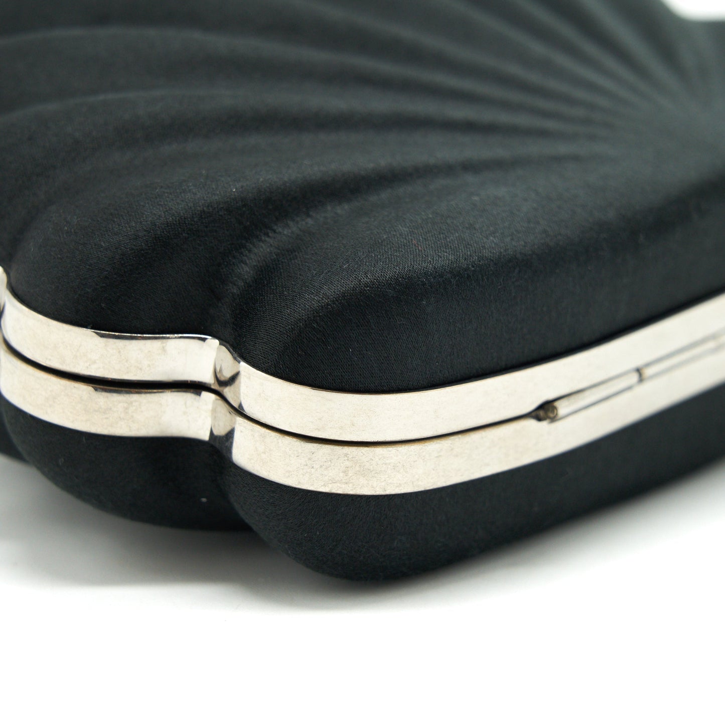 Balenciaga Satin Beads Shell Clutch black