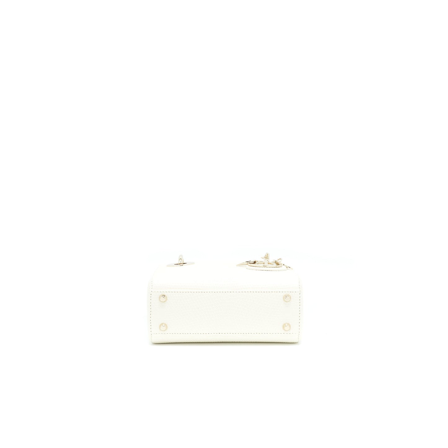 Dior Lizard Mini Lady Dior Purse White