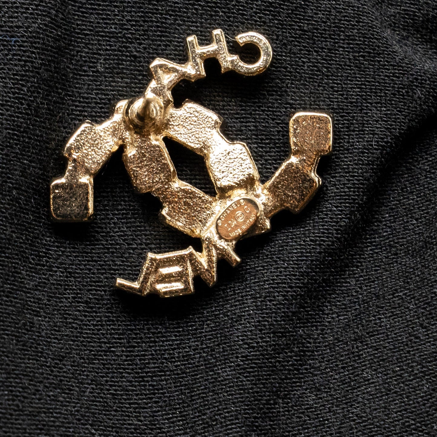 Chanel Letter and Square CC Earrings Light Gold Tone