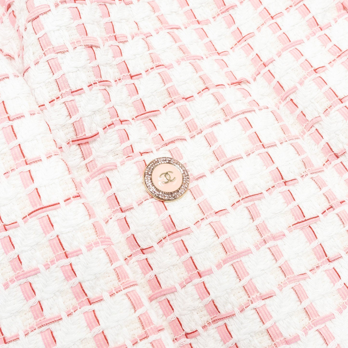 Chanel Size 34 22S Tweed Jacket Cotton/Acrylic Light Pink/White
