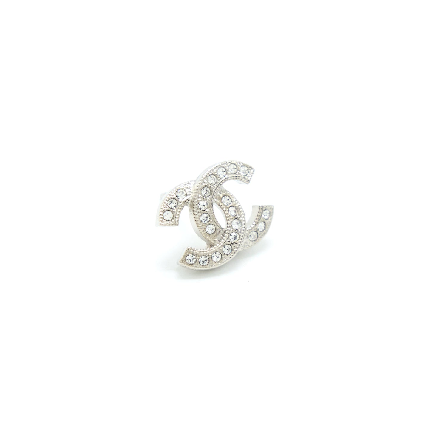 Chanel Classic CC Earrings Crystal Silver Tone