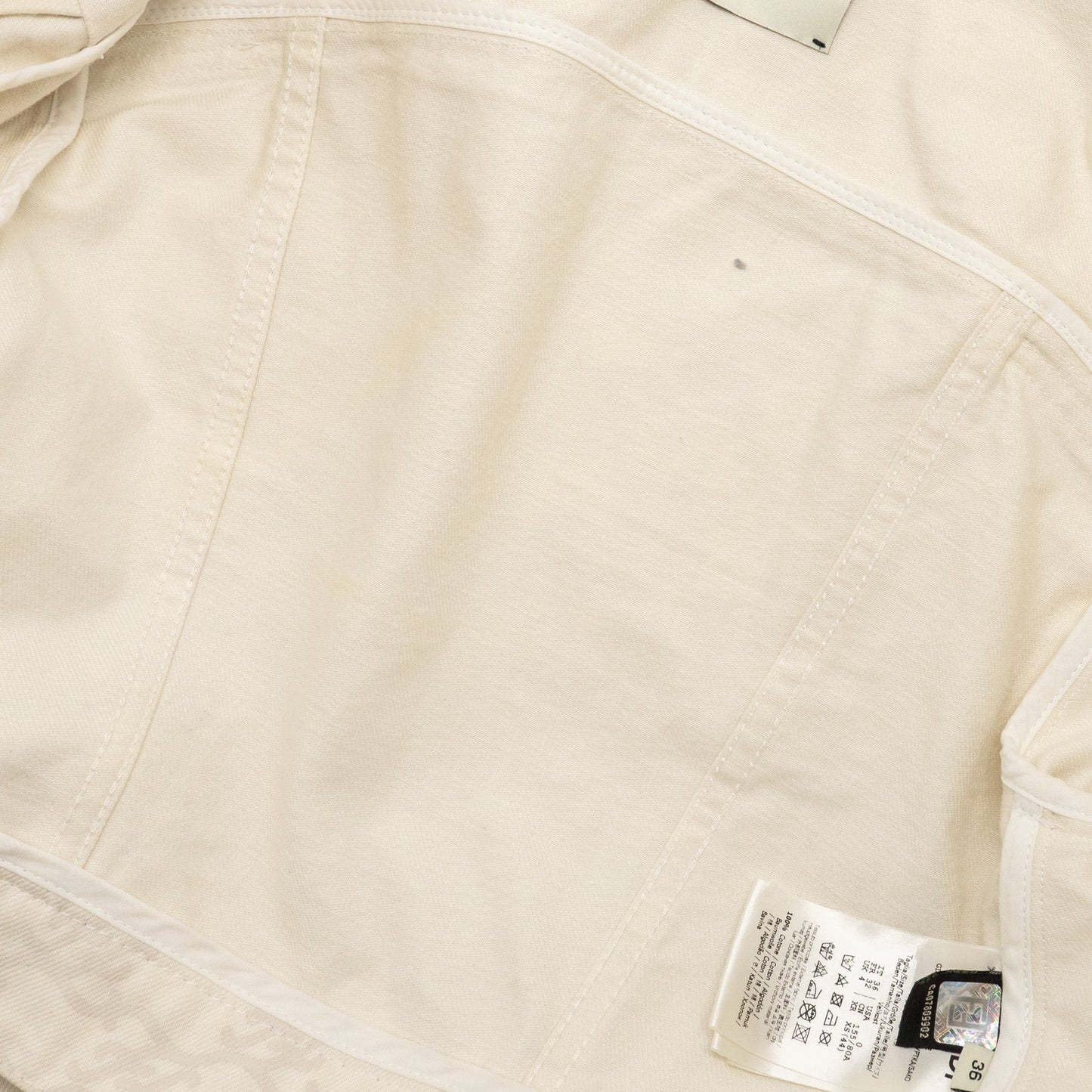 Fendi Size 36 Karligraphy Cropped Denim Jacket Cotton White/ Beige