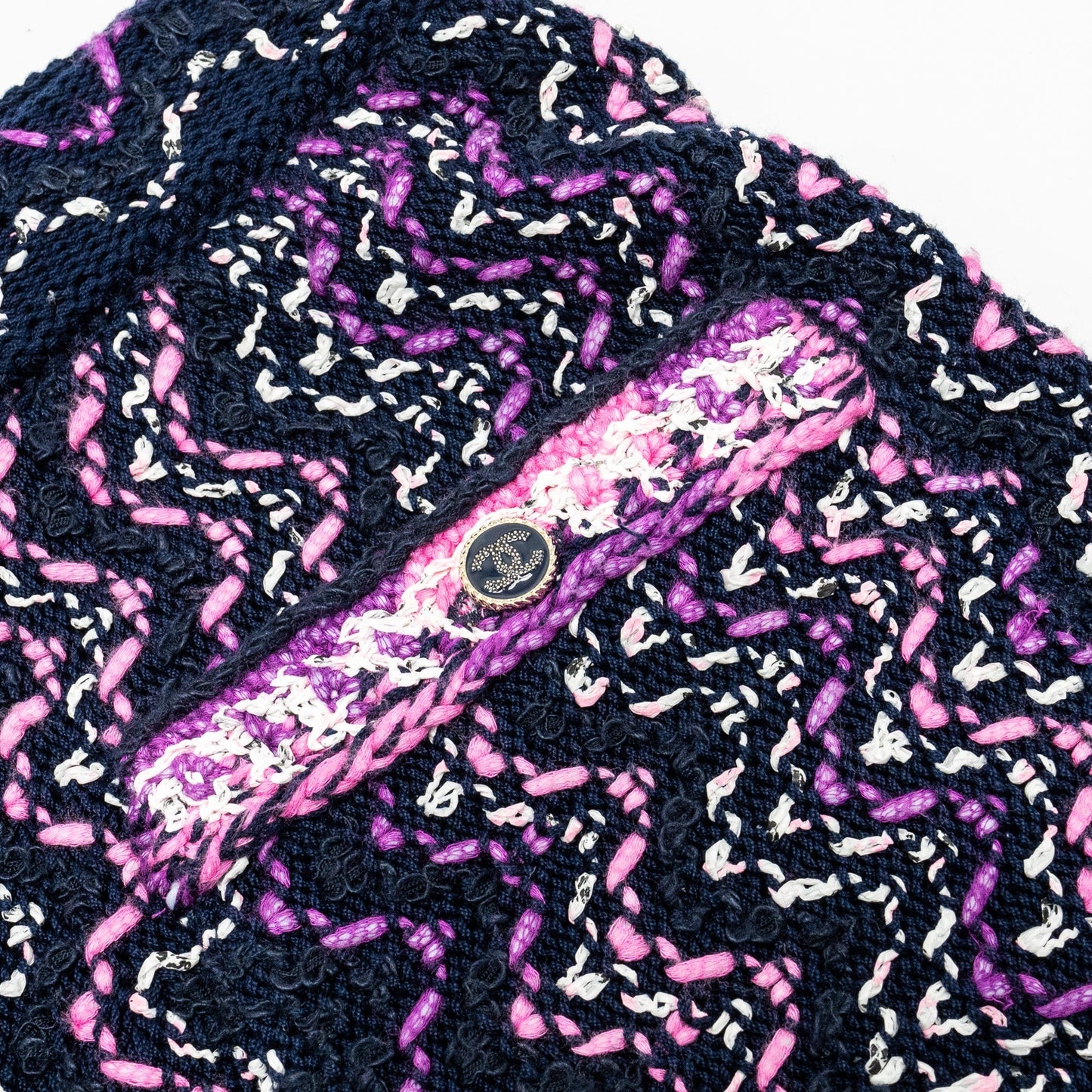 Chanel 21p Size 34 Pants Tweed Navy Blue/Purple/Pink