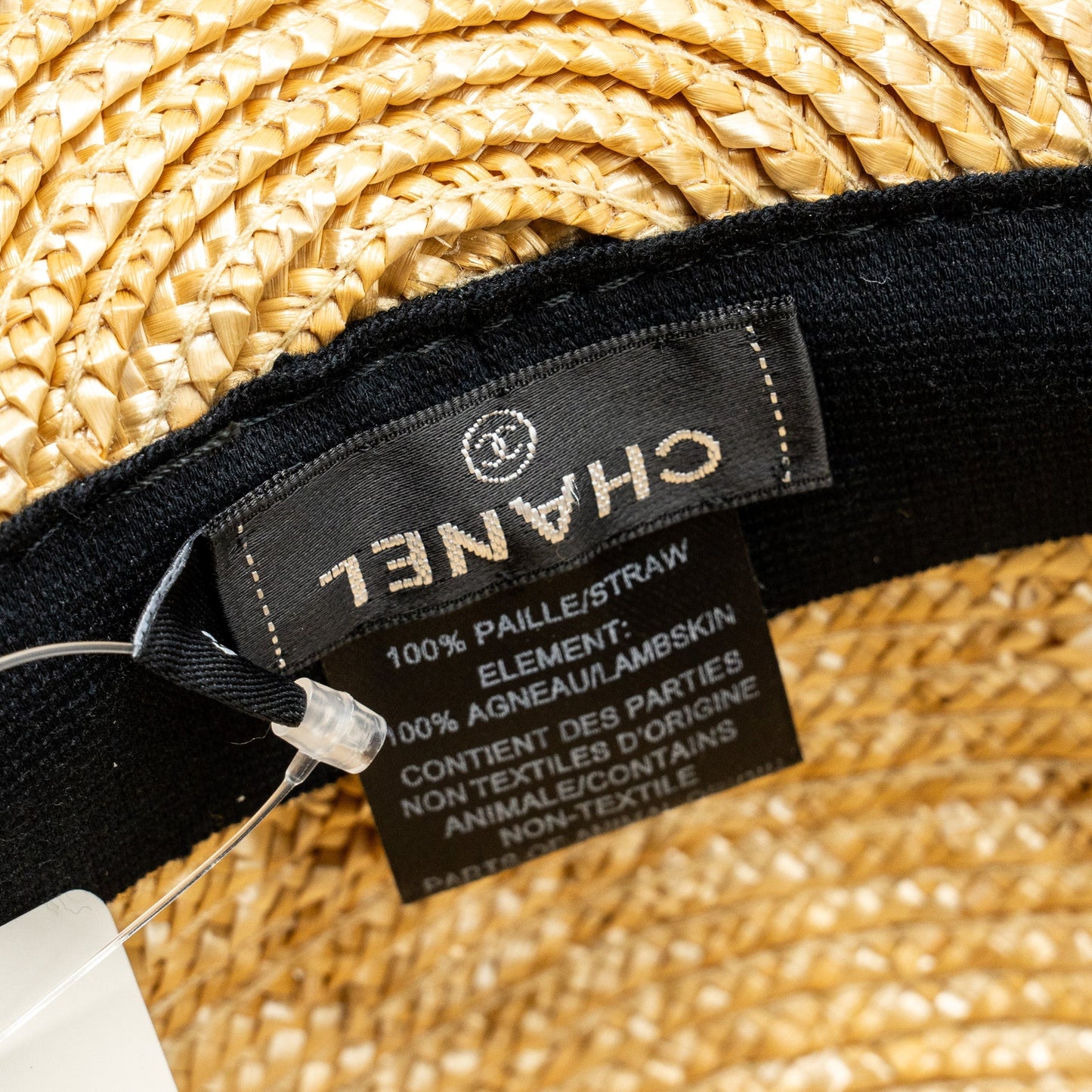 Chanel Size S 19S Letter Logo Straw Cap Brown/Black