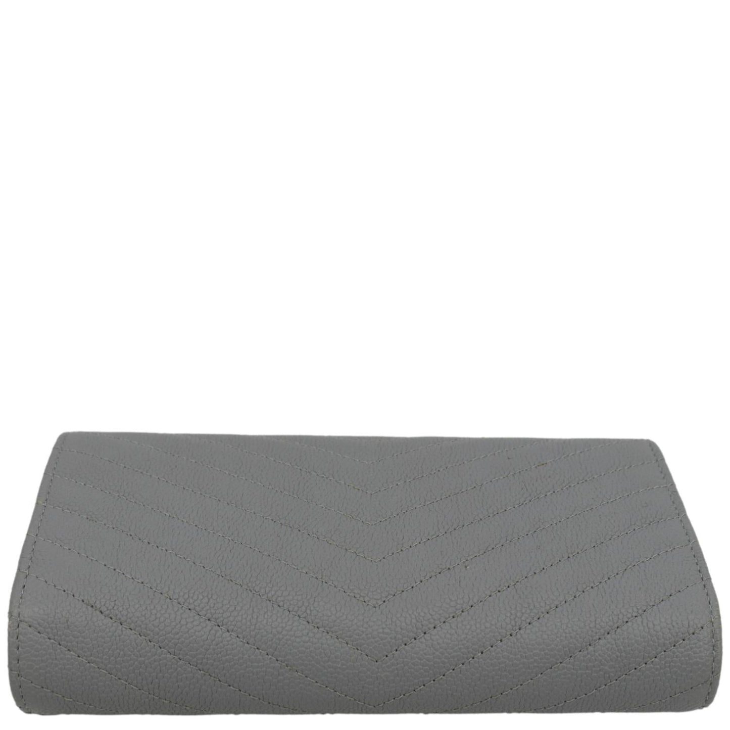 CHANEL Long Flap Quilted Chevron Caviar Wallet Light Grey