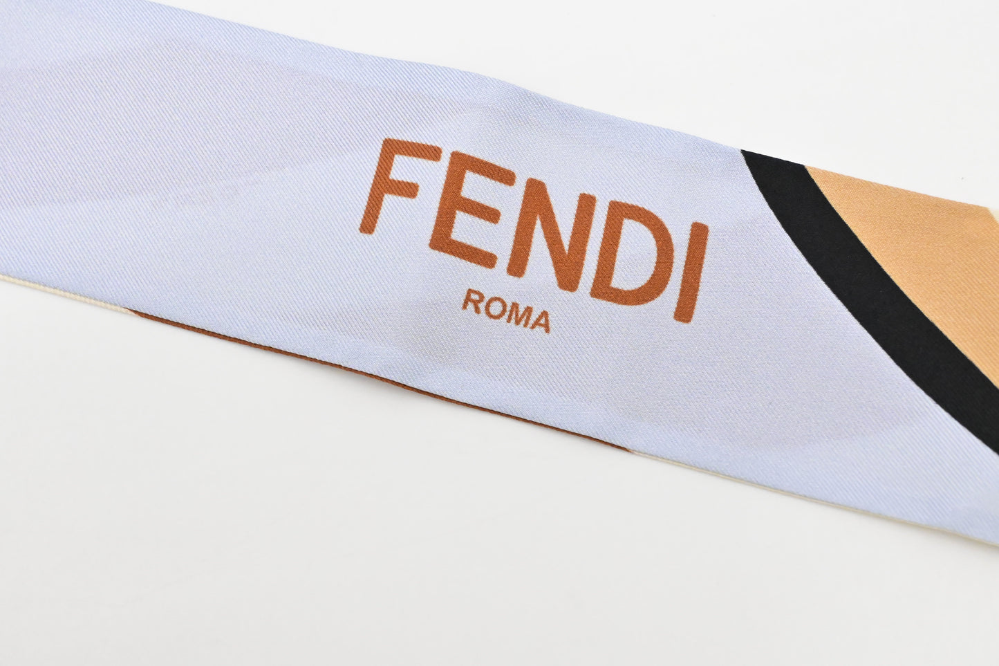 Fendi Twilly in Brown, Beige and Pale Blue Silk
