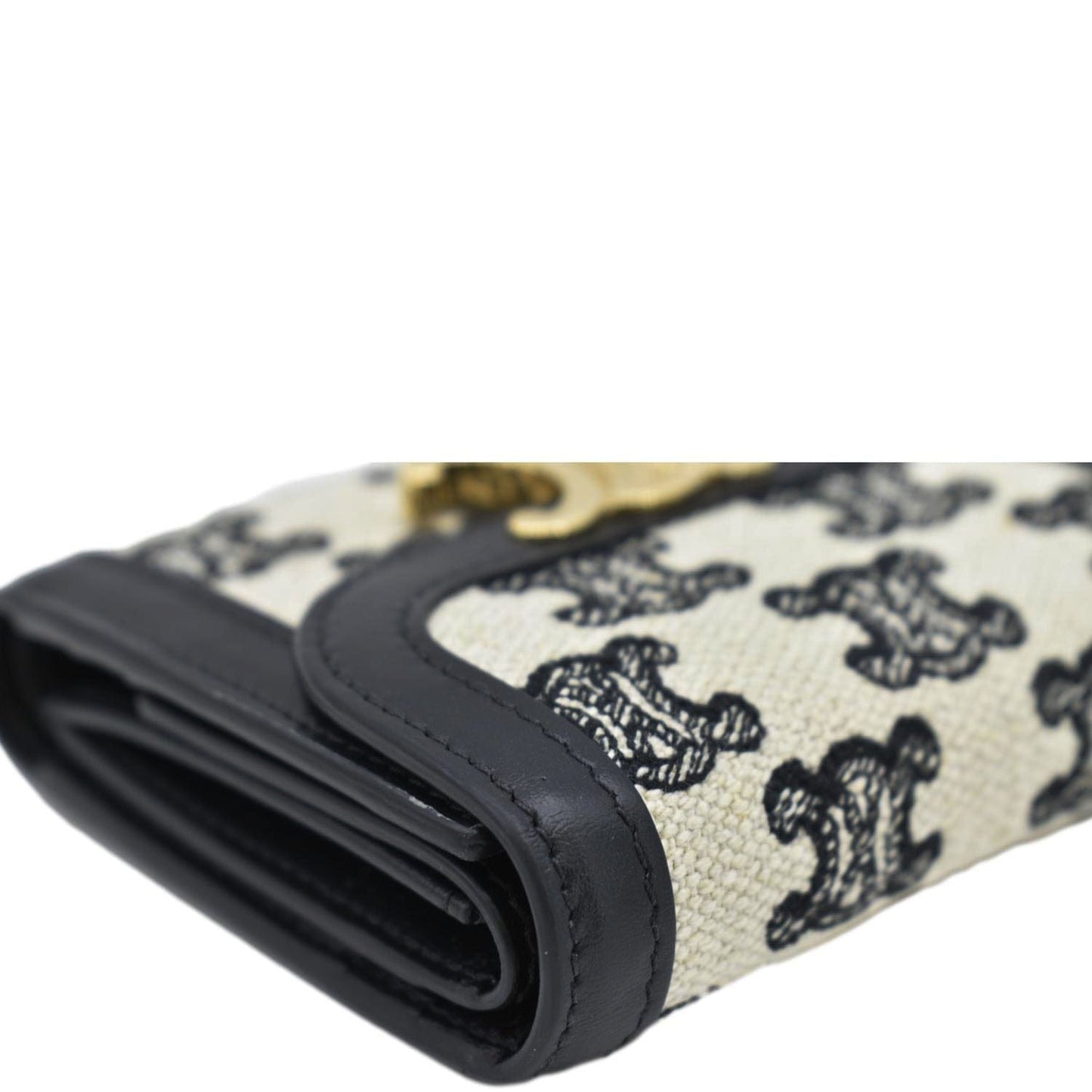 Luxury CELINE Triomphe Small Coated Canvas Wallet Black
