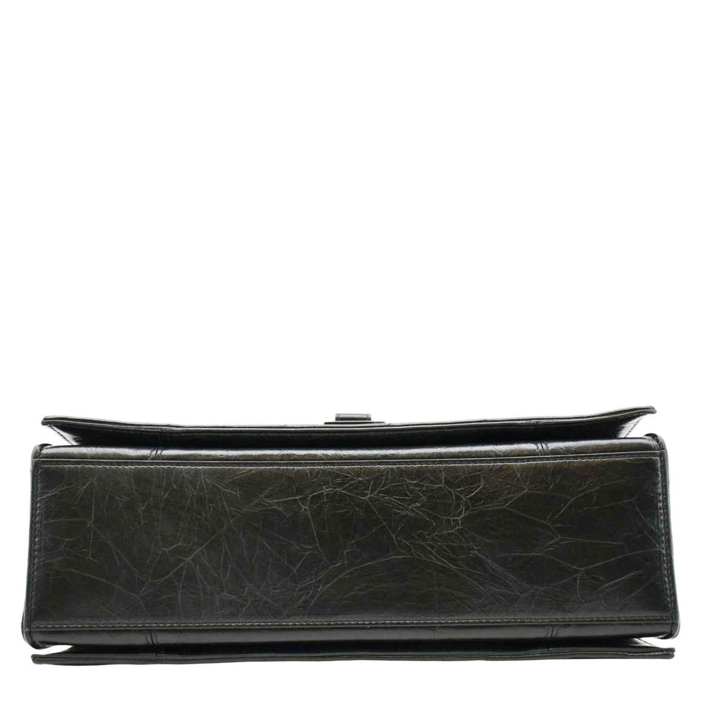 BALENCIAGA Hourglass Medium Crushed Leather Chain Wallet Shoulder Bag Black
