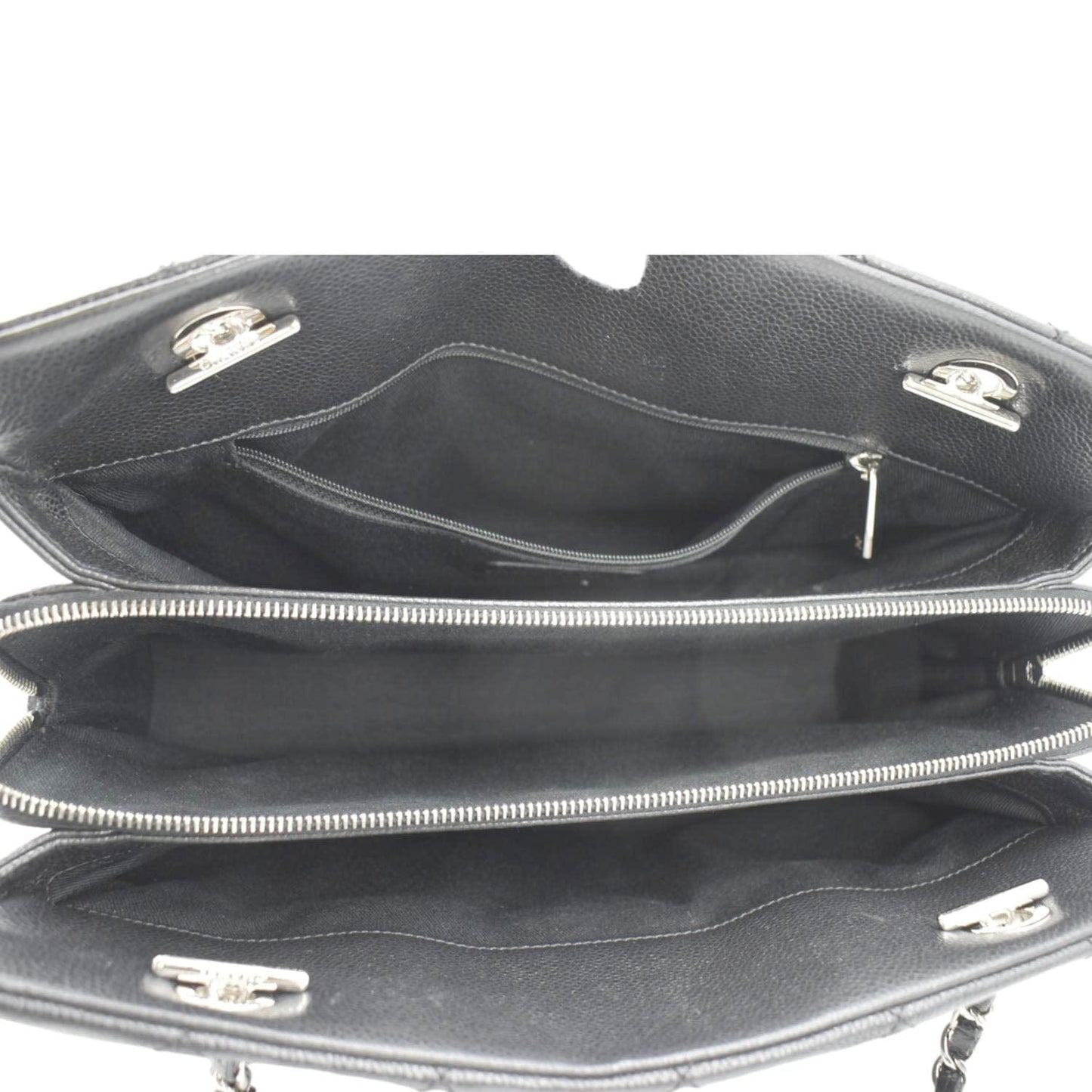 CHANEL Timeless CC Soft Quilted Caviar Leather Shopping Tote Bag Black