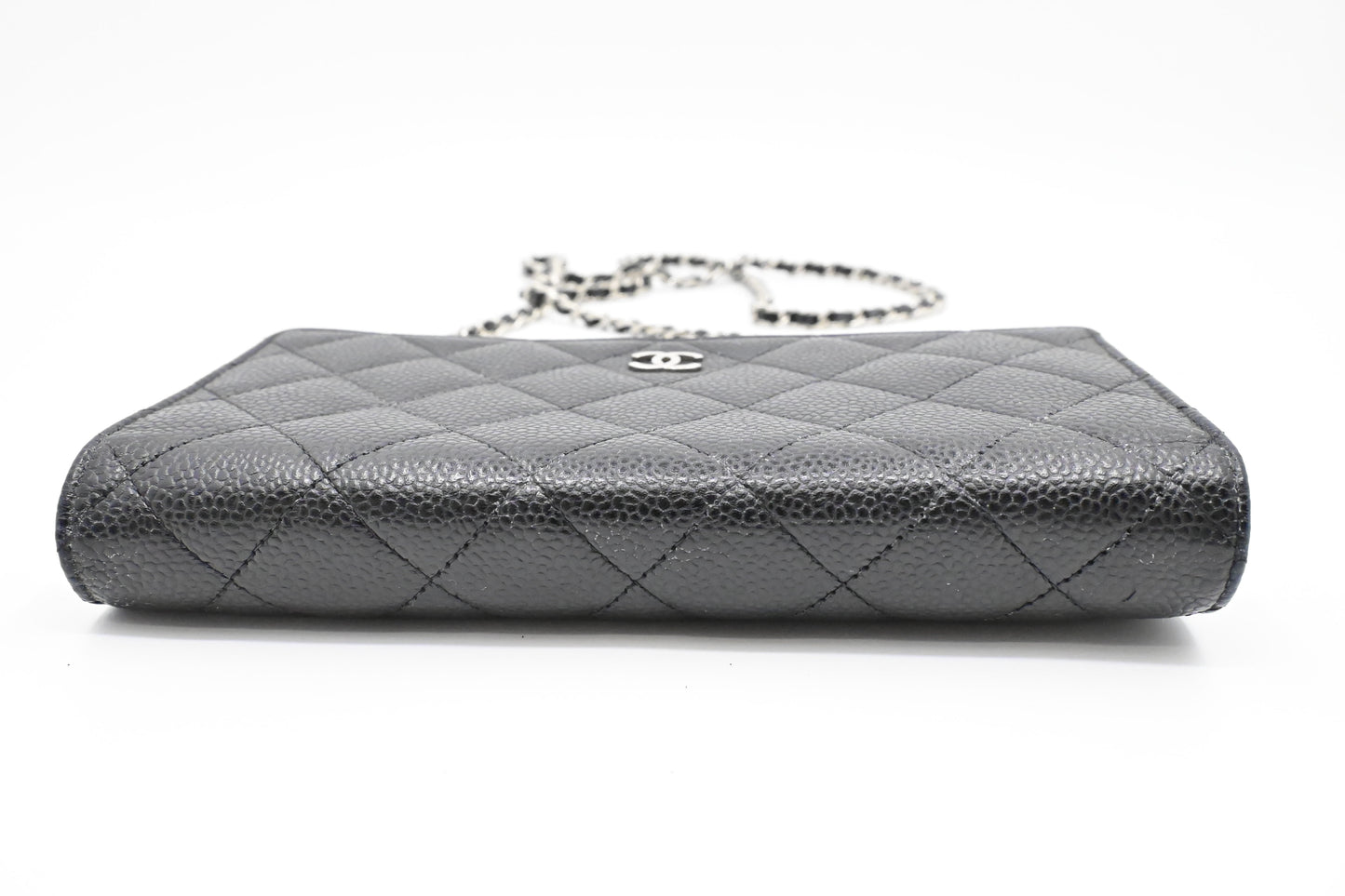 Chanel Wallet on Chain in Black Mattelassé Caviar Leather