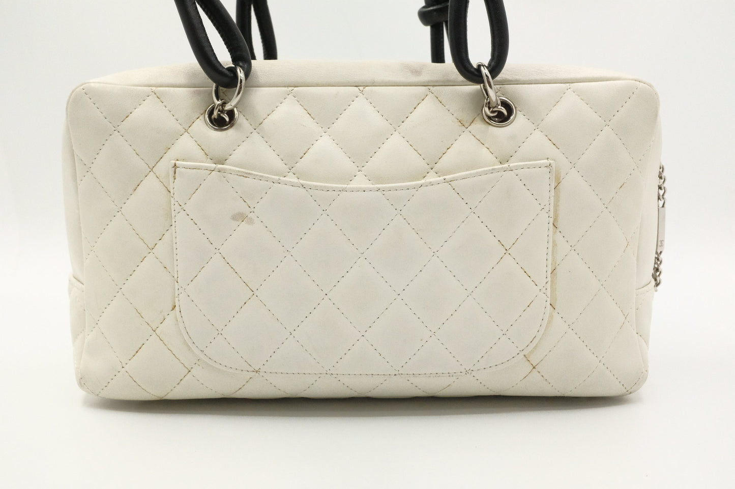 Chanel Cambon Bowling Bag in White Matelassé Leather