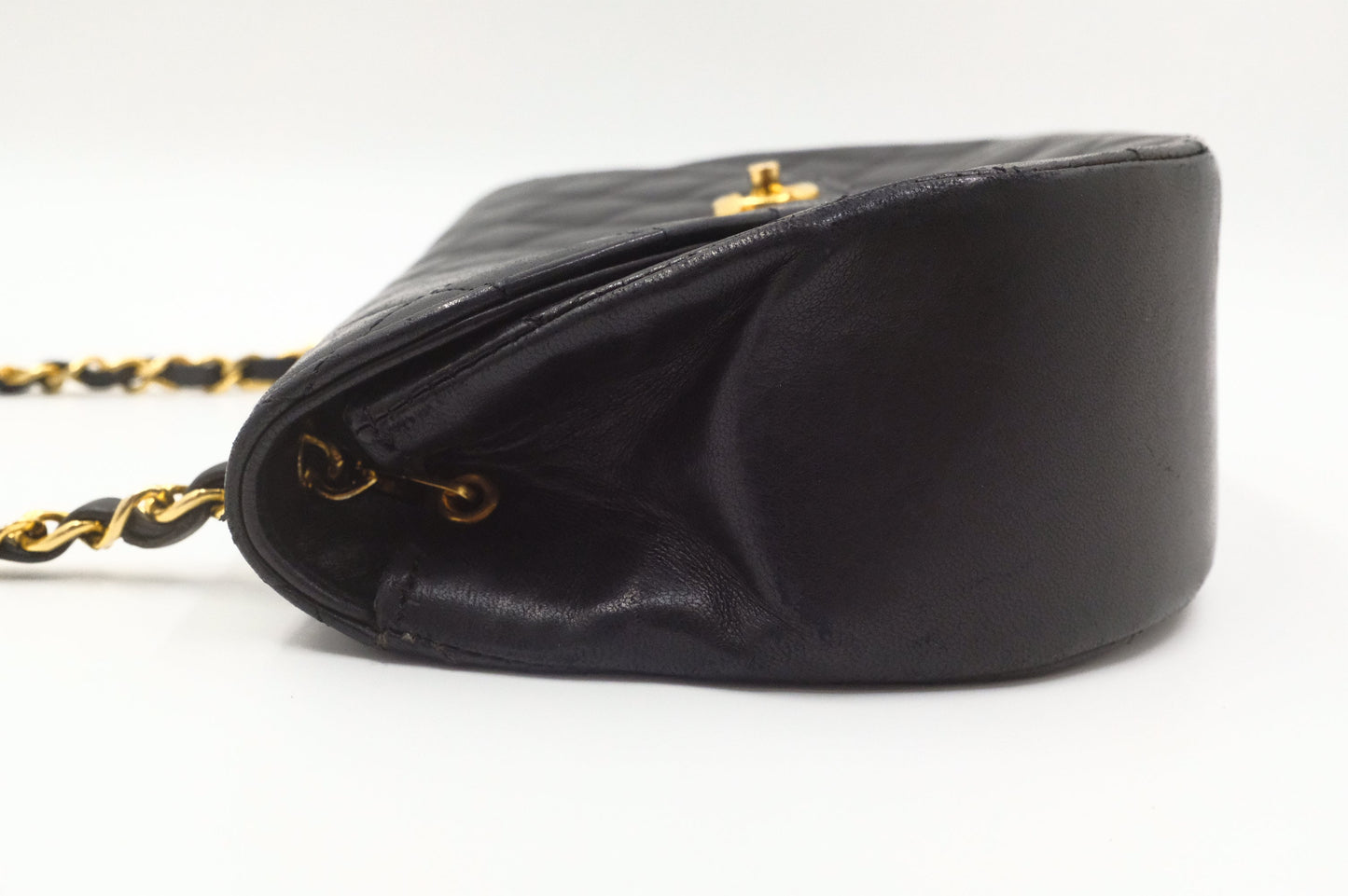 Chanel Small Round Flap in Black Matelassé Leather