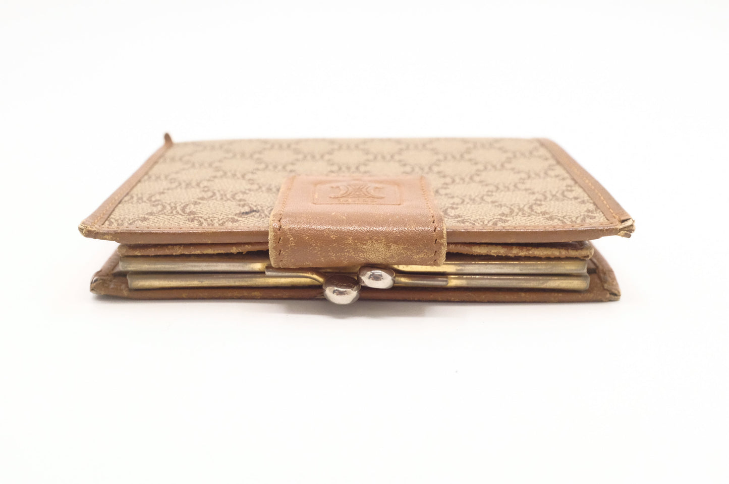 Celine Compact Wallet in Beige Macadam Canvas
