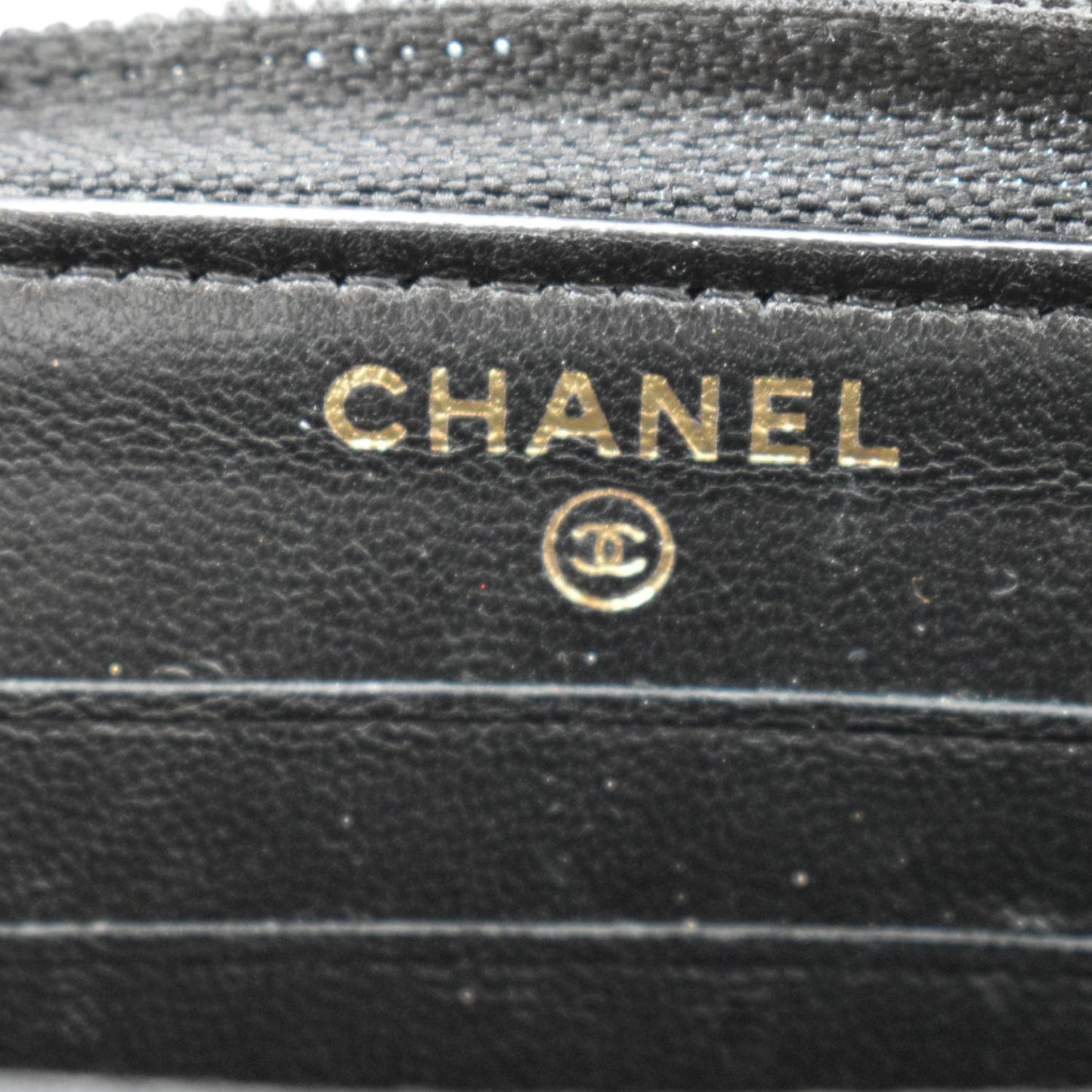CHANEL Small Boy Lambskin Zip Around Wallet Black