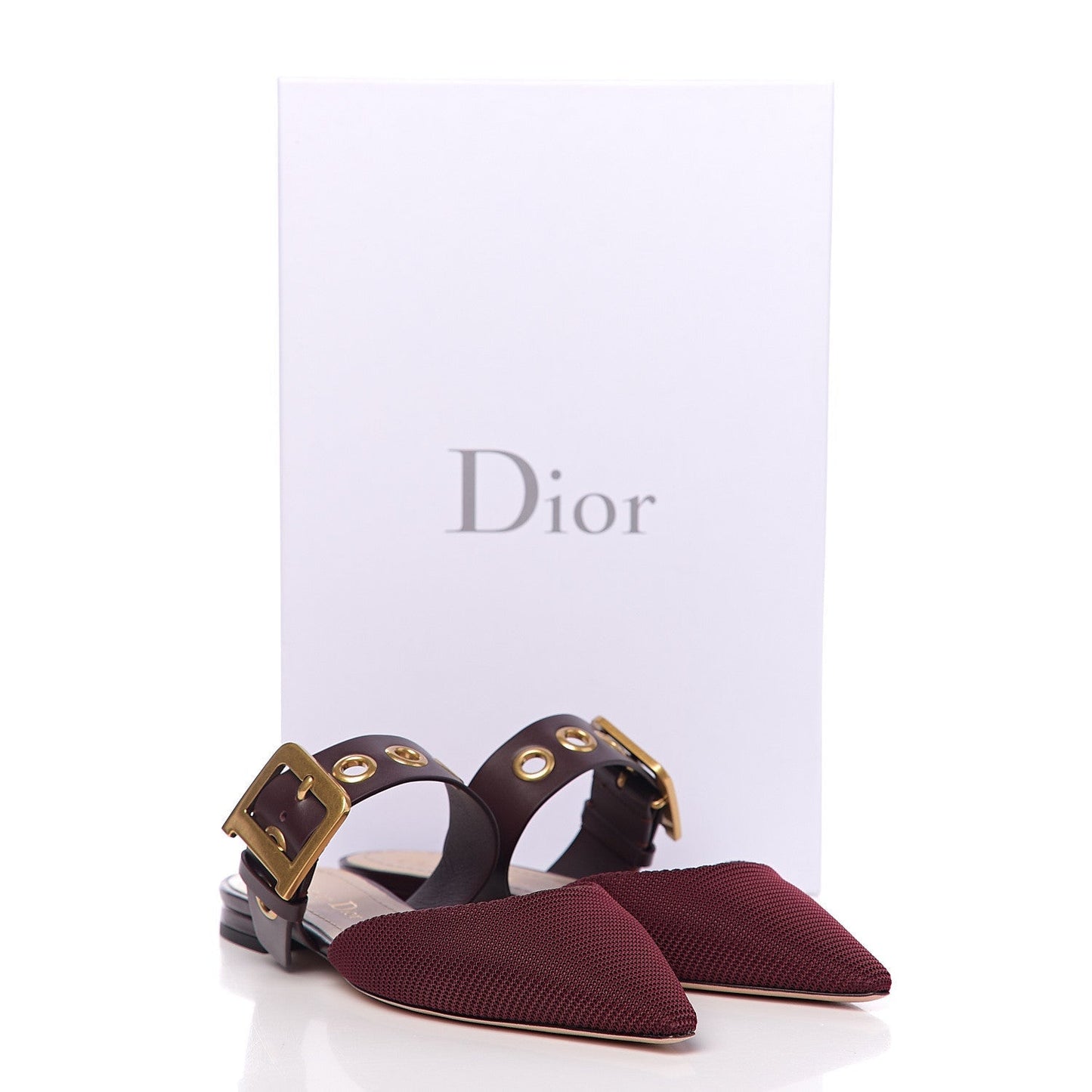 CHRISTIAN DIOR TWO-TONE TECHNICAL FABRIC & LEATHER D-DIOR FLAT MULES