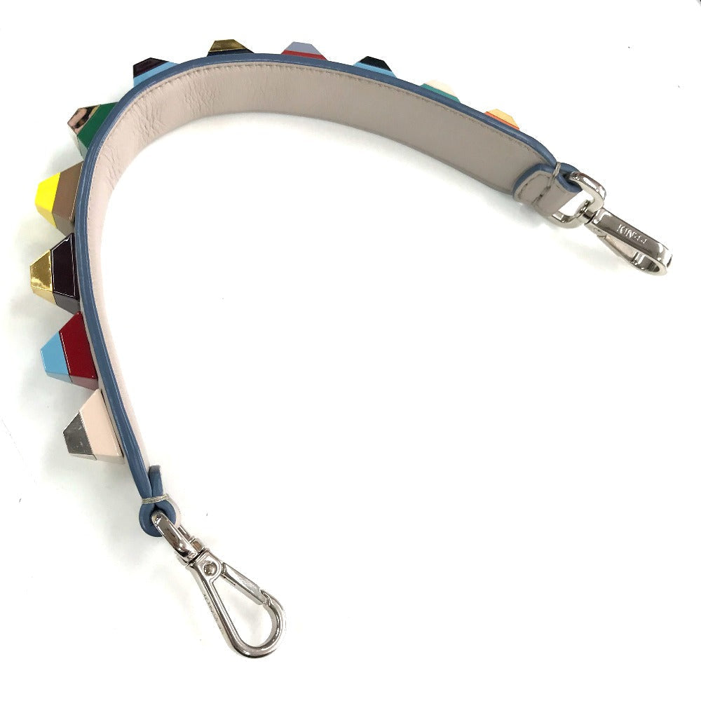 FENDI Shoulder strap leather Gray x multicolor Strap you Women