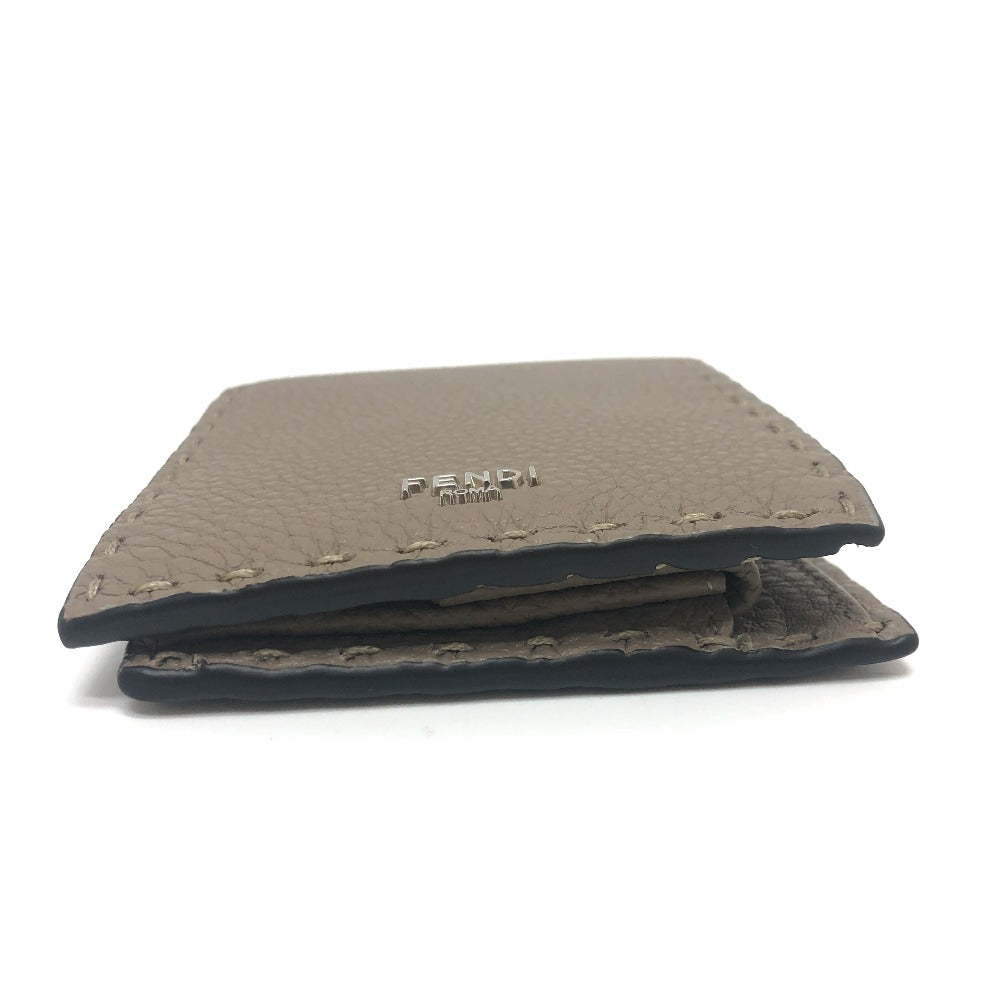 FENDI Folded wallet 7M0194 leather gray stitch Celeria mens