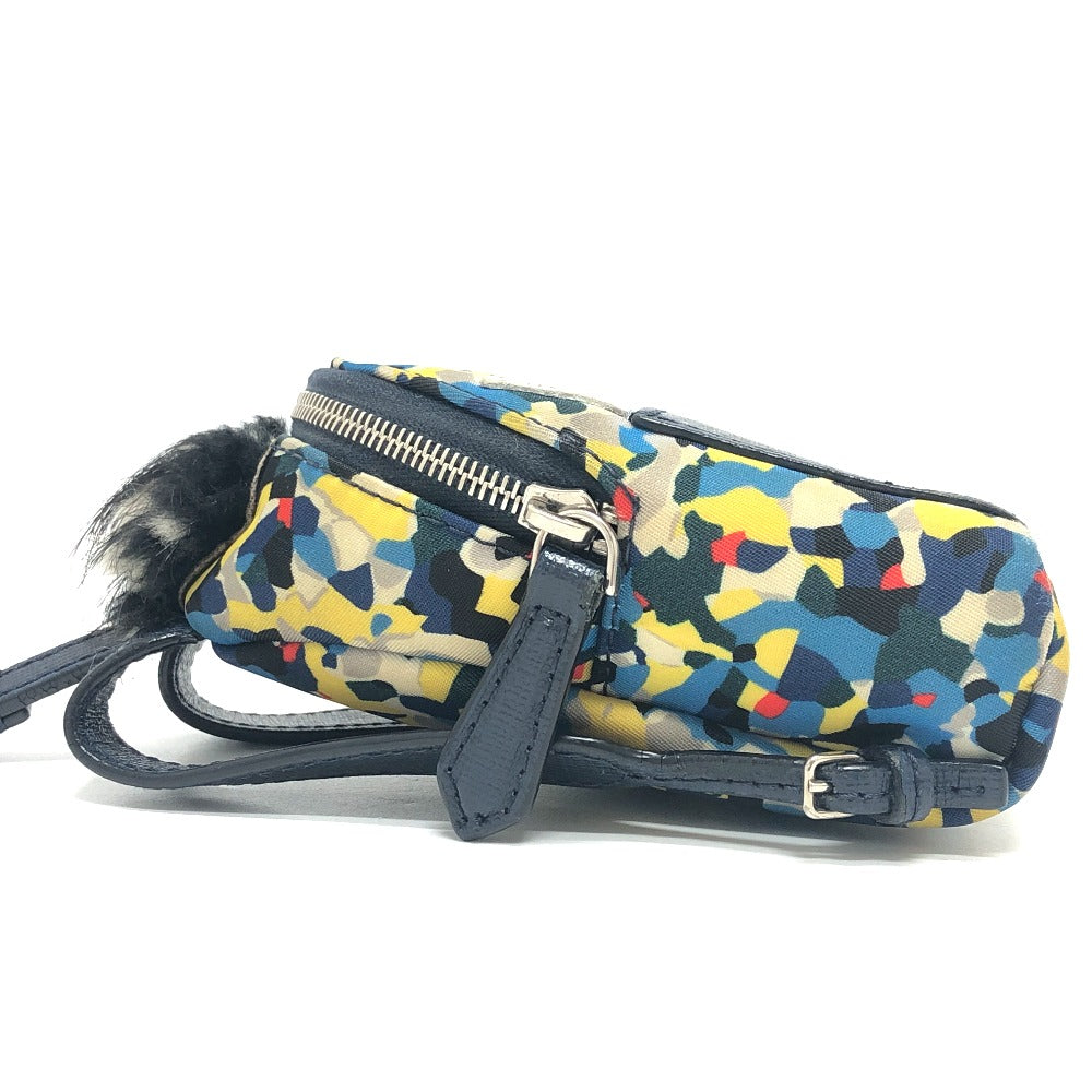 FENDI key ring 7AR432 Leather / nylon blue monster
