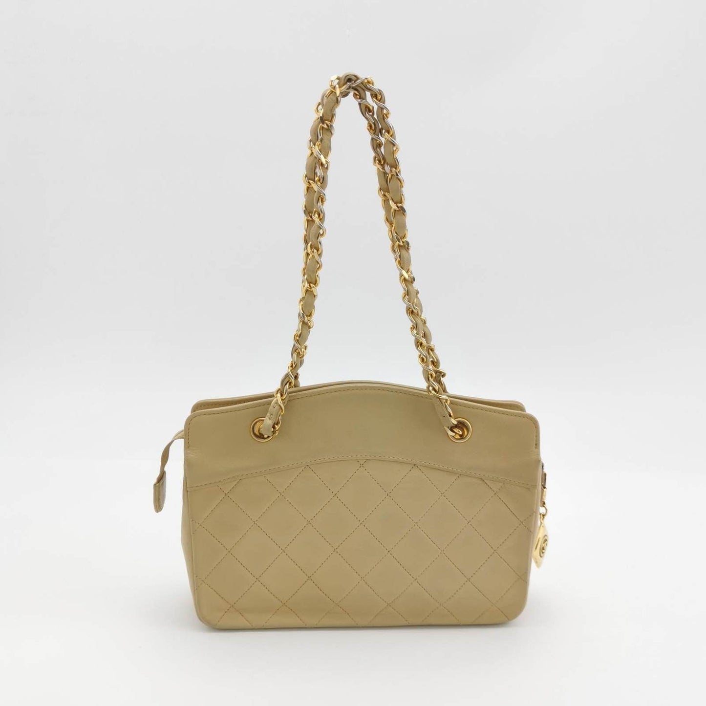 Chanel Off White Small Leather Shoulder Bag with Metalasse Chain