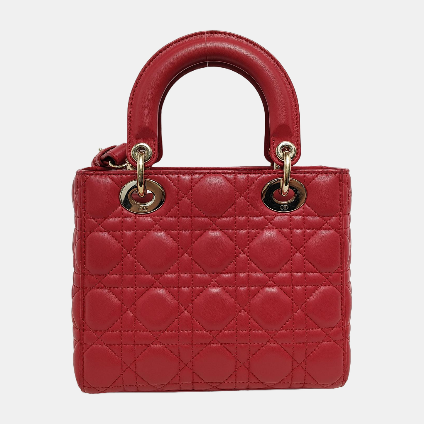 Lady Dior Small My Abcdior Red Lambskin Cannage Leather Gold Hardware