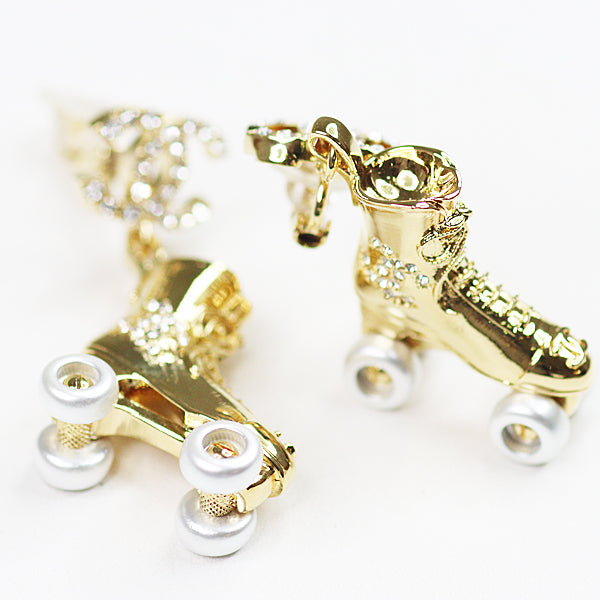 CHANEL Earring metal gold Roller Skate Earrings
