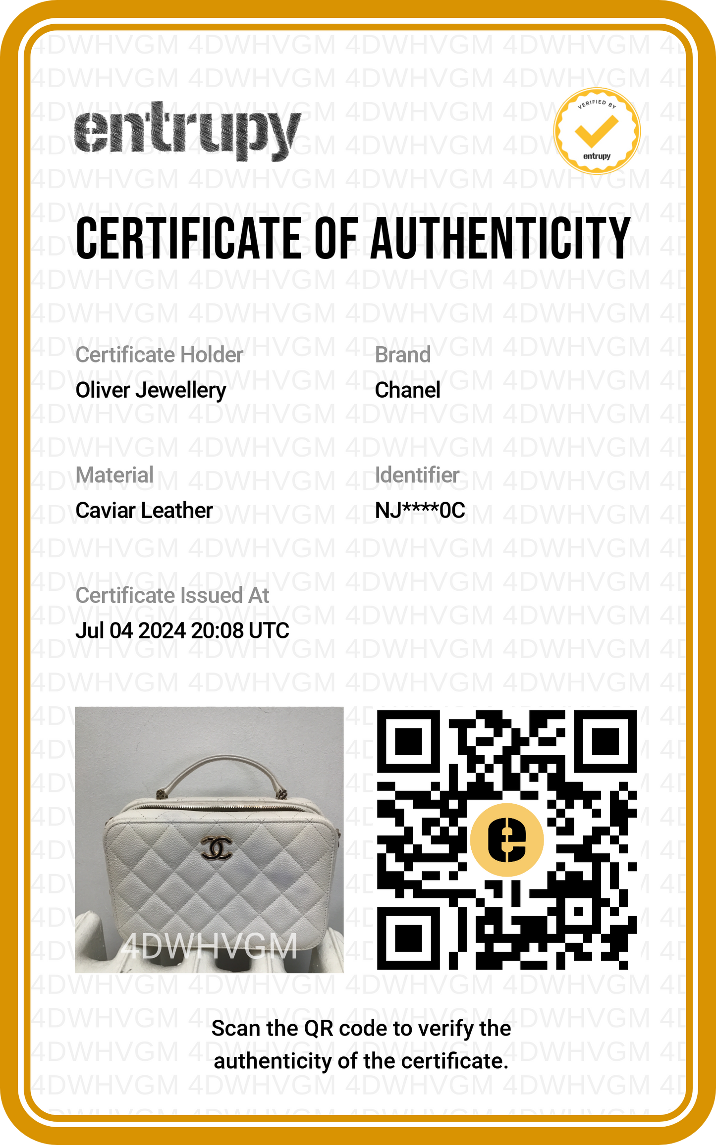 Chanel 2022 White Caviar Leather Small Top Handle Vanity Case