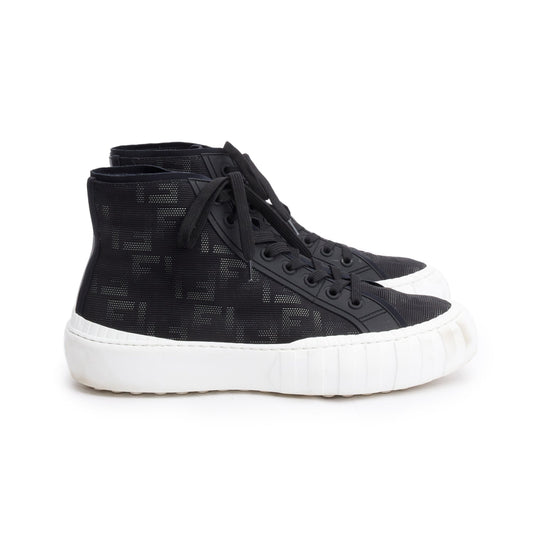 Fendi Black Zucca FF Canvas High-Top Force Sneakers, Men's Size 10