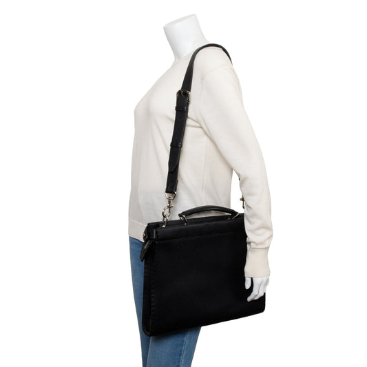 Fendi Black Selleria Leather Monster Peekaboo ISeeU Medium Briefcase