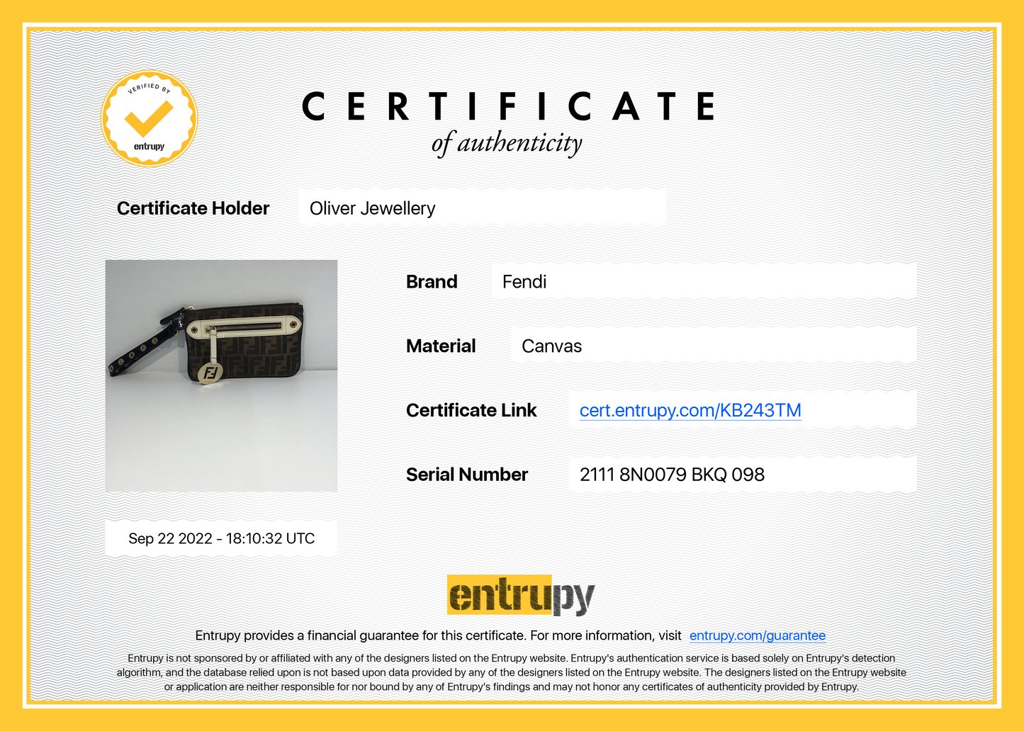 Fendi FF Zucca Canvas Wristlet