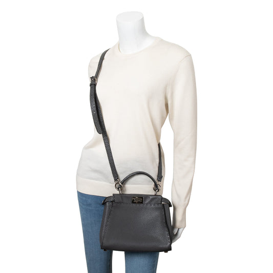 Fendi Grey Romano Selleria Mini Peekaboo Bag