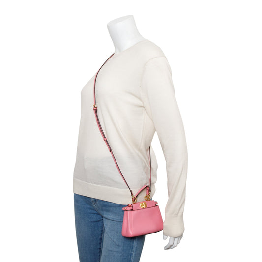 Fendi Pink Leather Micro Peekaboo Bag