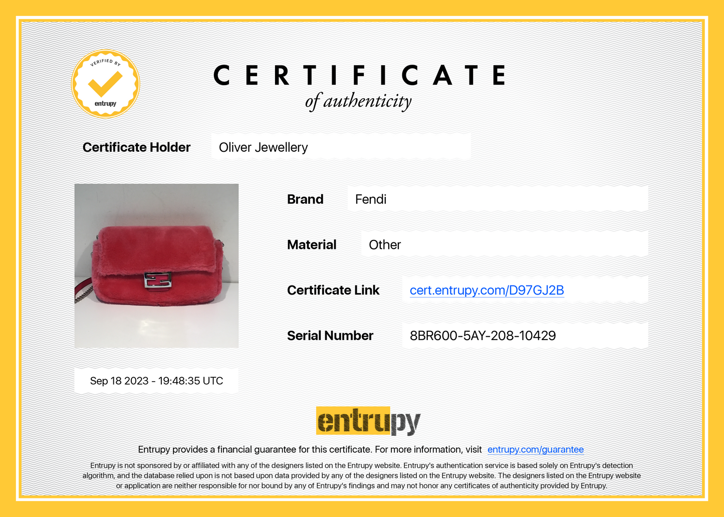 Fendi Pink Shearling Baguette NM Shoulder Bag