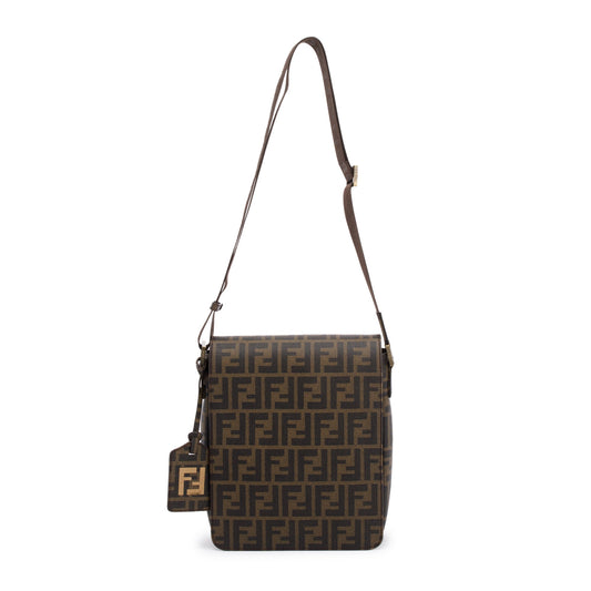 Fendi Small FF Zucca Coated Canvas Flap Messenger Bag