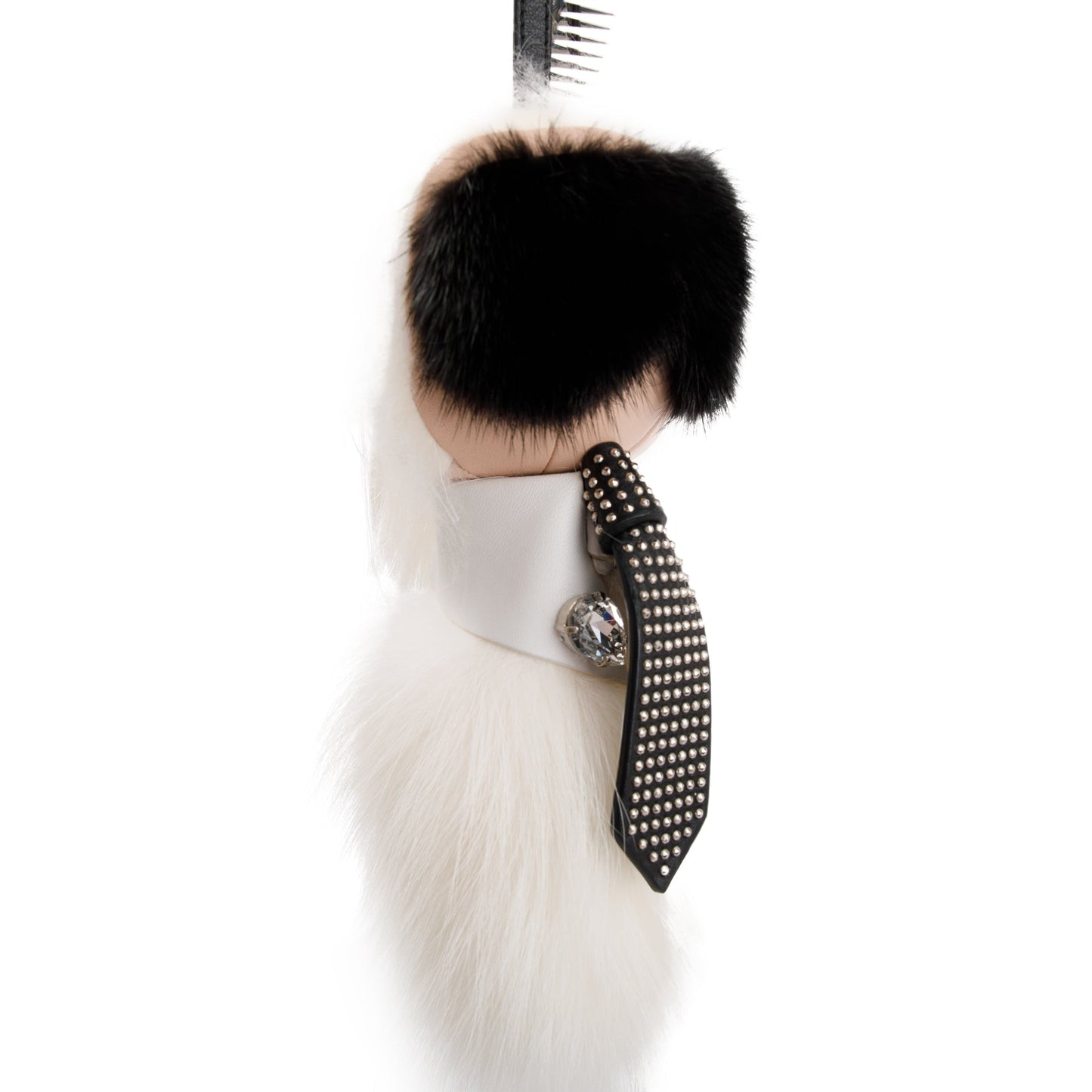 Fendi White Mink Fox Fur Mini Karlito Bag Charm