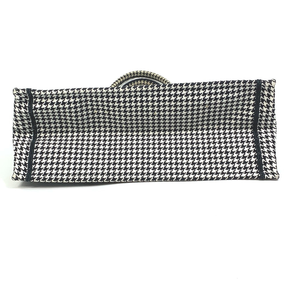 Dior Tote Bag canvas White / black Houndstooth Shoulder Bag Hound Tooth Embroidery Women
